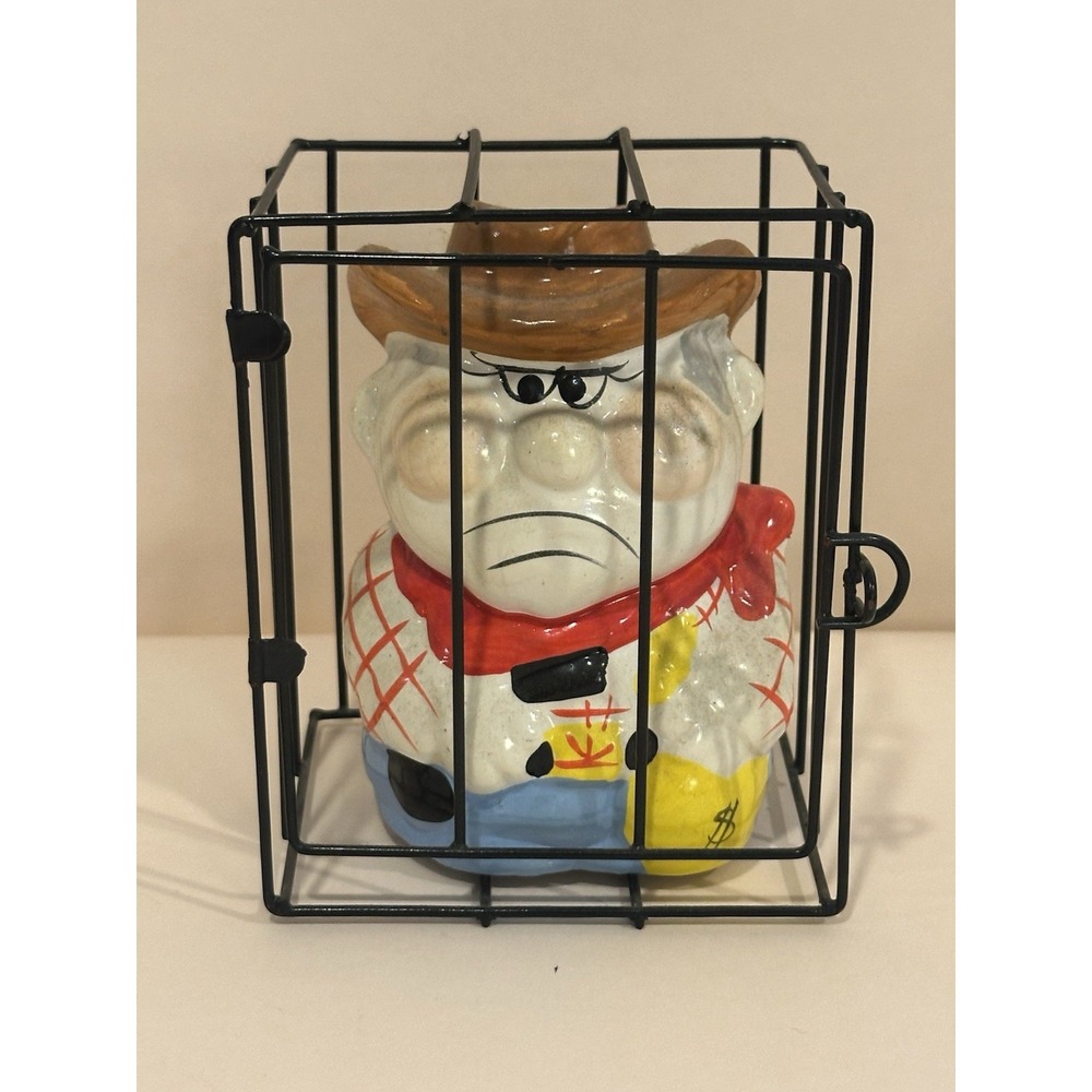 Vintage 70s Burglar In Jail‎ Piggybank